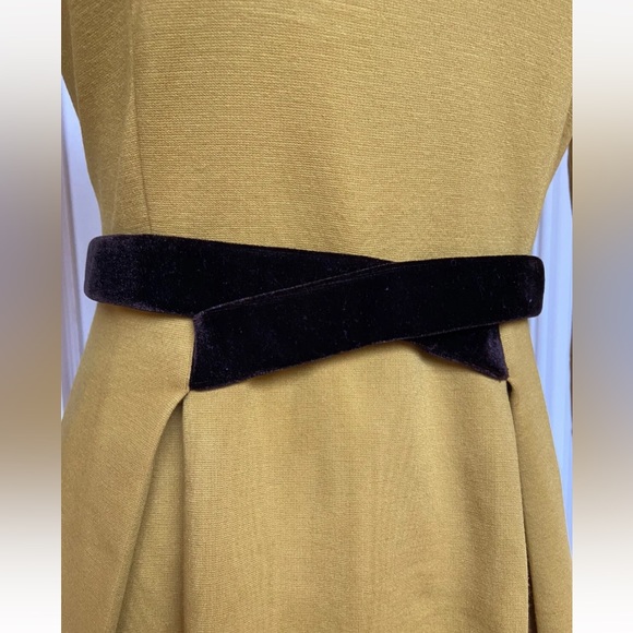 Anthropology Girls From Savoy Dress Mustard Yellow Fit & Flare 3/4 Sleeve XS - Picture 7 of 7